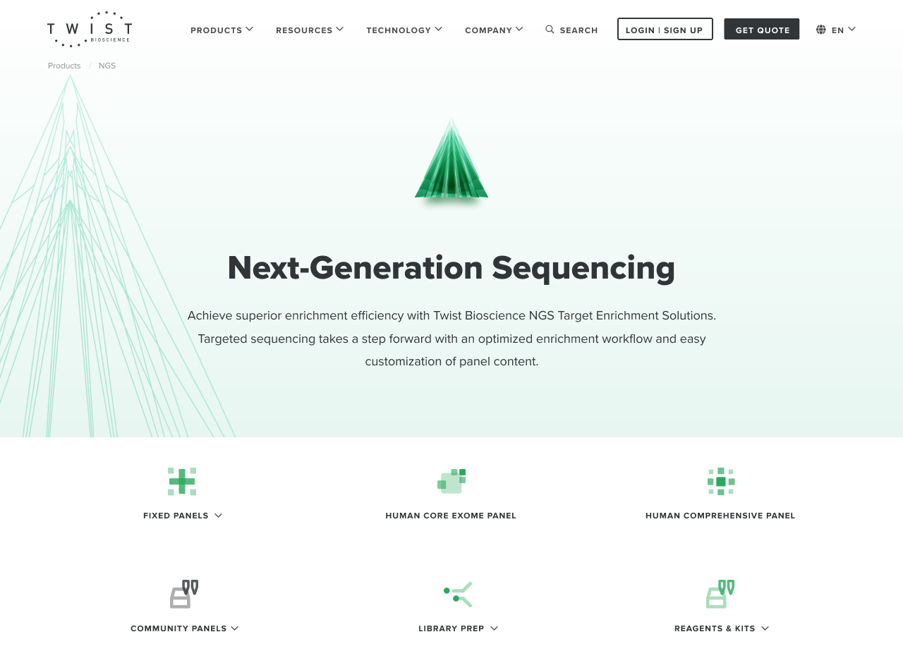 ממשק Next-Generation Sequencing מתוך פרויקט Twist Bioscience
