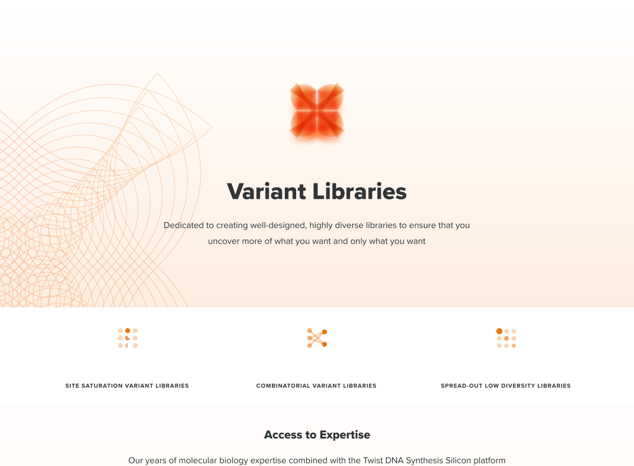 ממשק Variant Libraries מתוך פרויקט Twist Bioscience